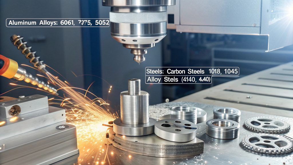 CNC machine cutting a block of metal