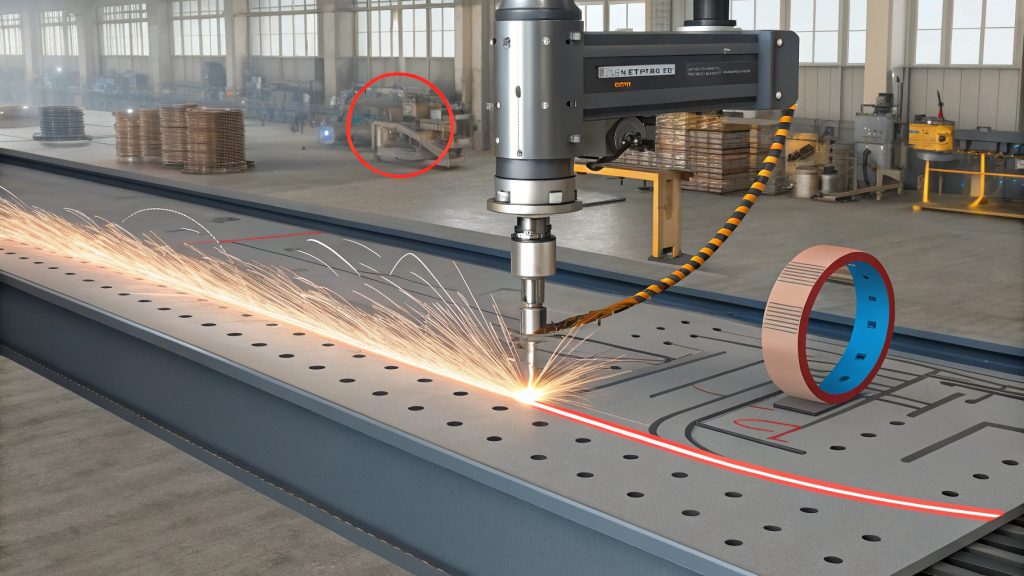 Close-up of a wobbling laser beam welding steel