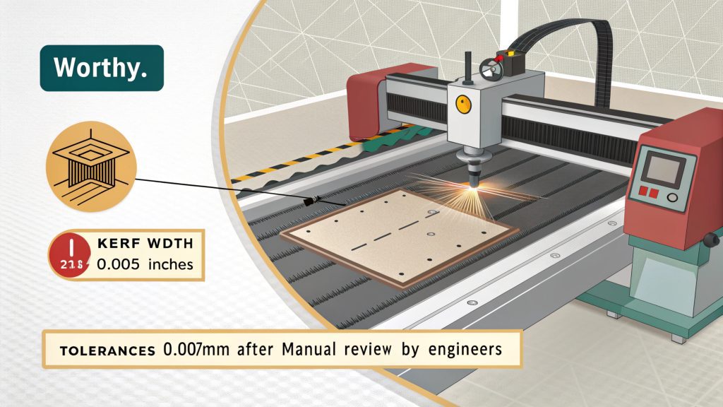 Close-up of a laser cutter head in action