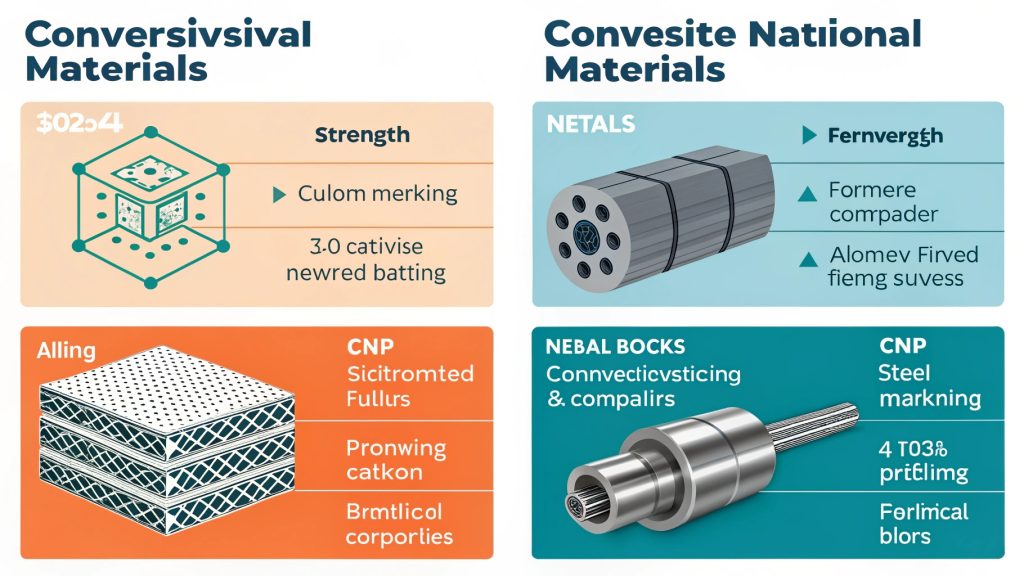 alt text: Sample of composite material and a metal block