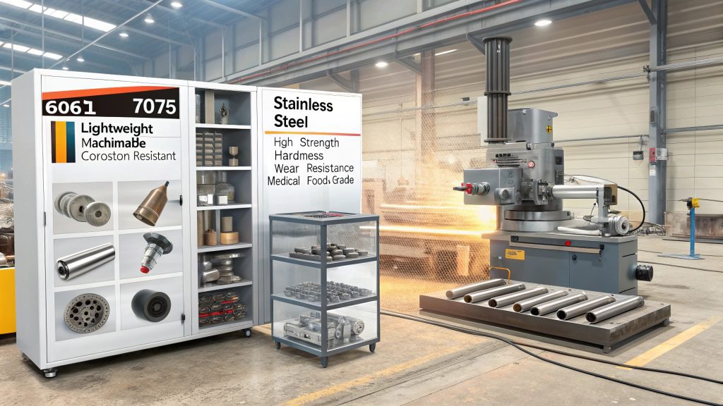 alt text: Assortment of CNC machined parts from different materials