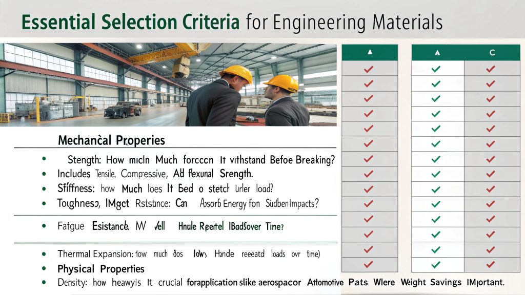 Criteria for engineering material selection