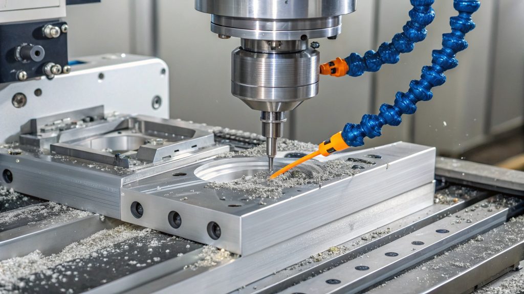 CNC machined aluminum part with curves