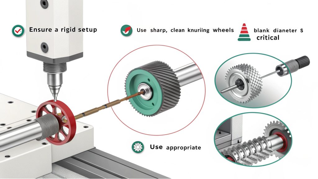 Tips for Successful Knurling Image illustrating knurling tips like proper setup or lubrication