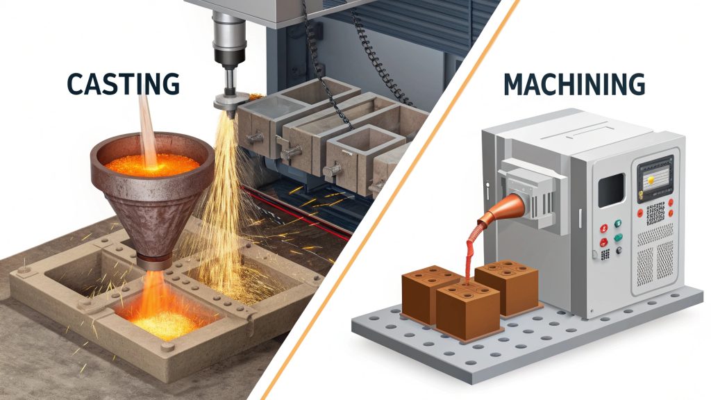 Casting vs Machining Overview Generic casting process vs generic machining process