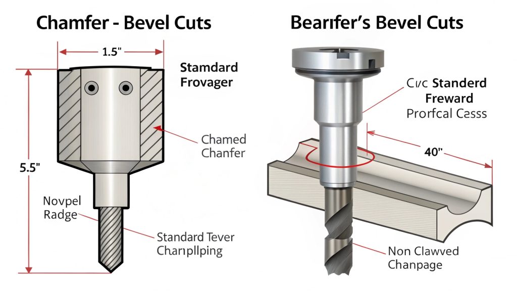 Chamfer Cut Process A CNC machine in the process of making a chamfer cut on a metal block.