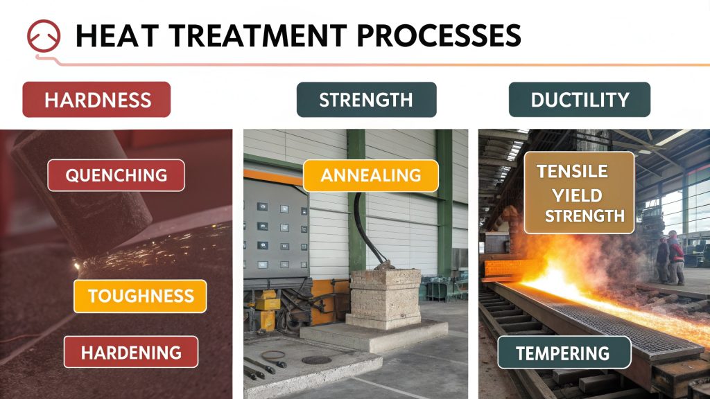 Effects of Heat Treatment on Metal Properties Comparison chart showing metal properties before and after heat treatment