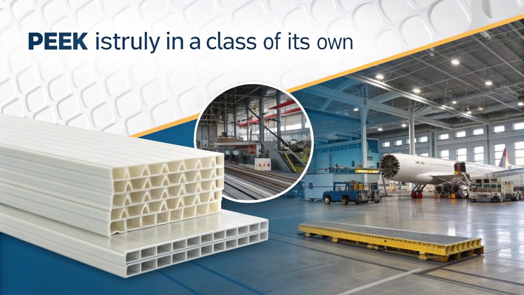 A high-performance PEEK part being inspected with calipers.