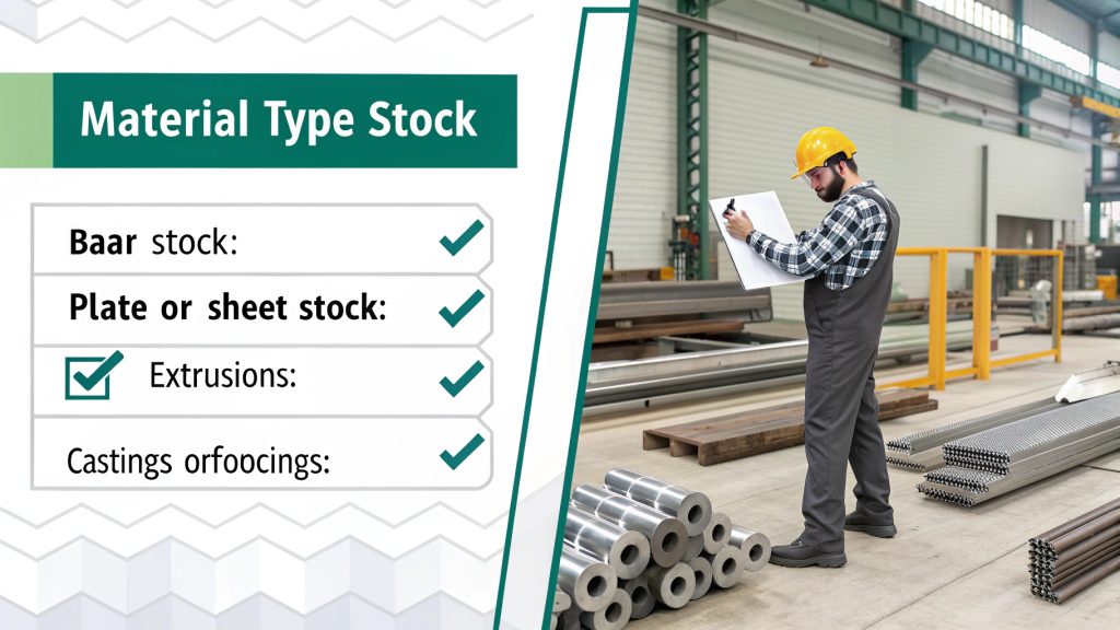 Various forms of raw material stock for CNC