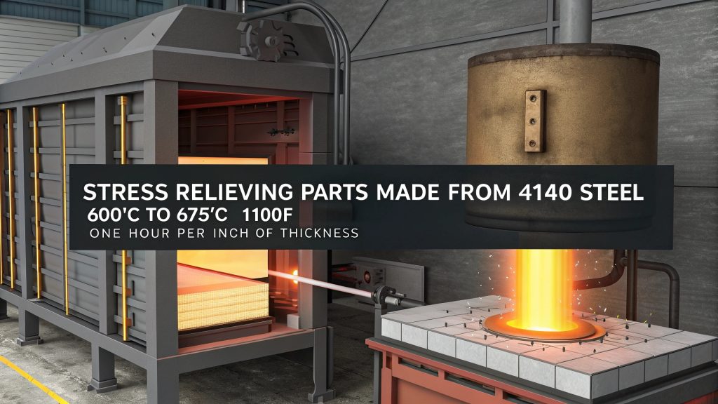 4140 steel part being prepared for stress relieving