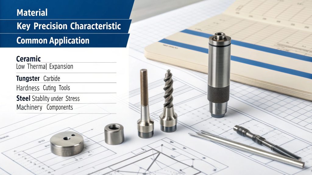Precision Machining Materials Close-up of a precision machined part made of stainless steel