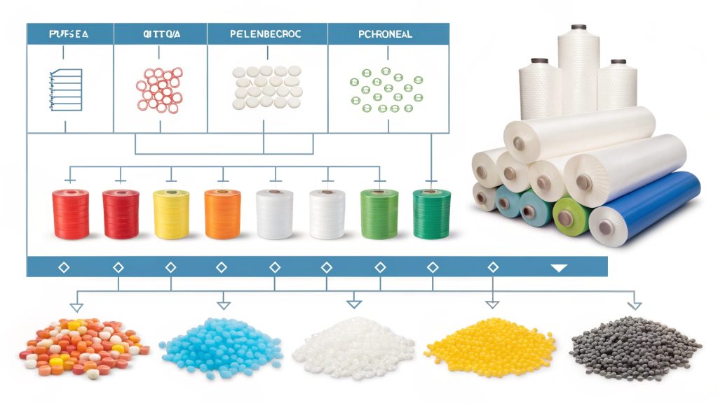 A chart showing polymers as a large category with nylon as one type