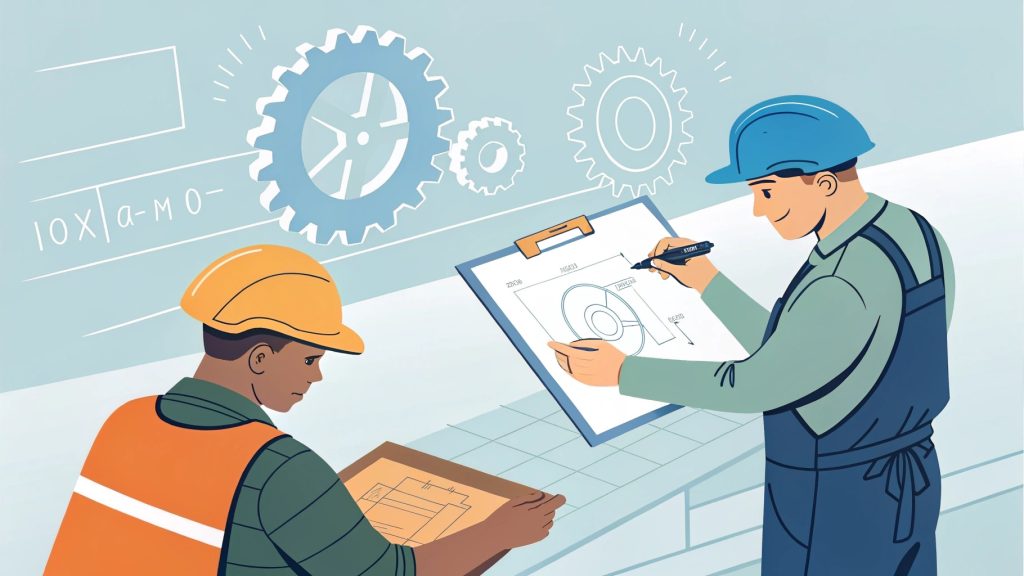 Problems with Machining An engineer and a machinist reviewing a CAD design on a tablet