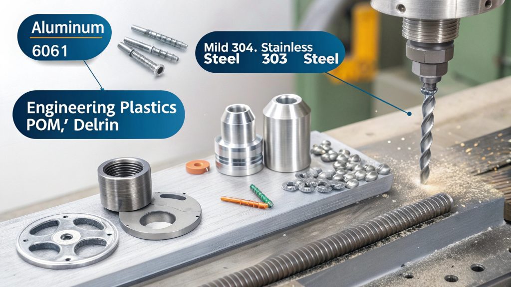 Various CNC machined parts in different materials