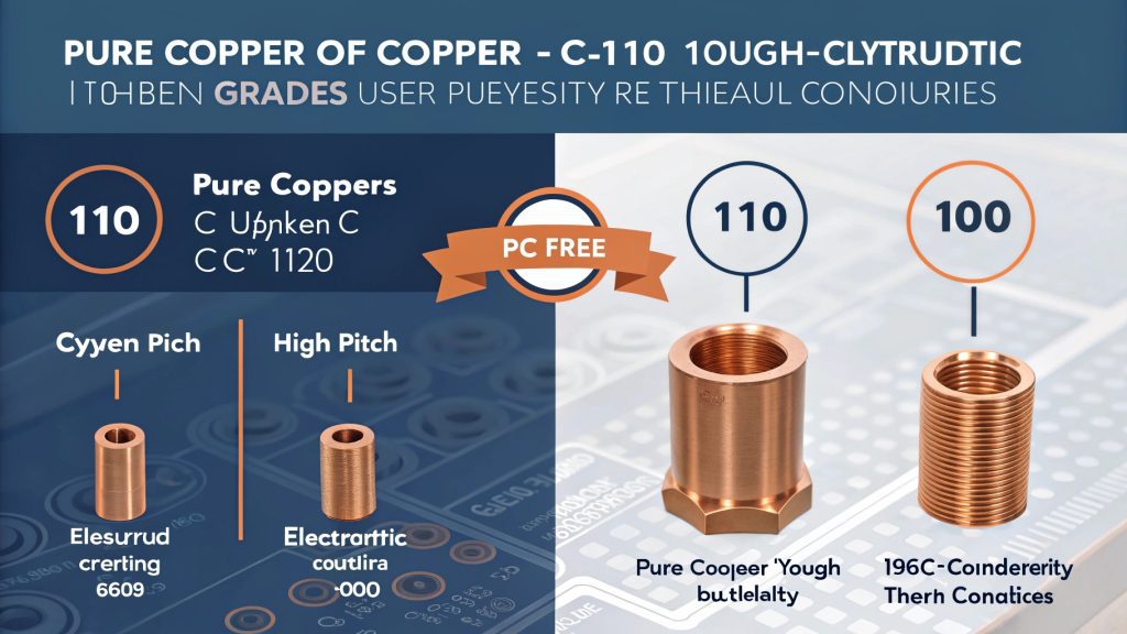 Different grades of copper material stock Assortment of different copper grades for machining
