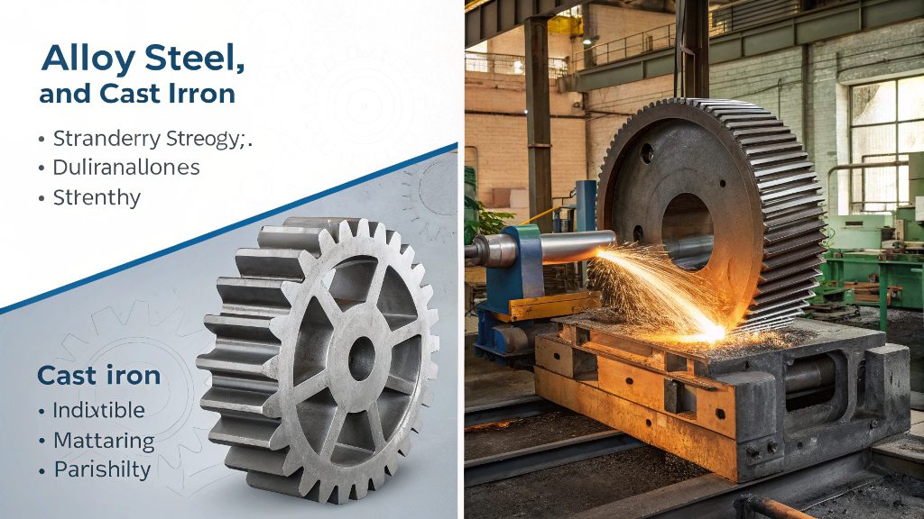 Alloy Steel, Cast Iron, and Magnesium Parts A heavy cast iron machine base next to a lightweight magnesium automotive bracket