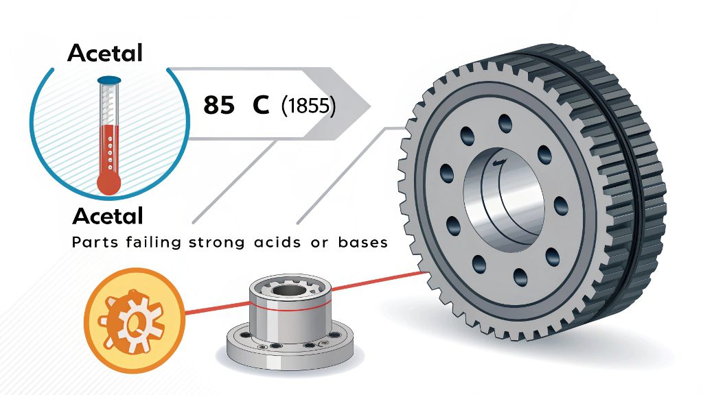 Disadvantage of Acetal Plastic An Acetal part showing a slight warp from heat.