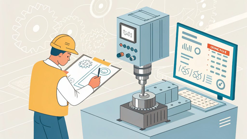 CNC Machine Control System A CNC machine controller screen displaying G-code and machine coordinates