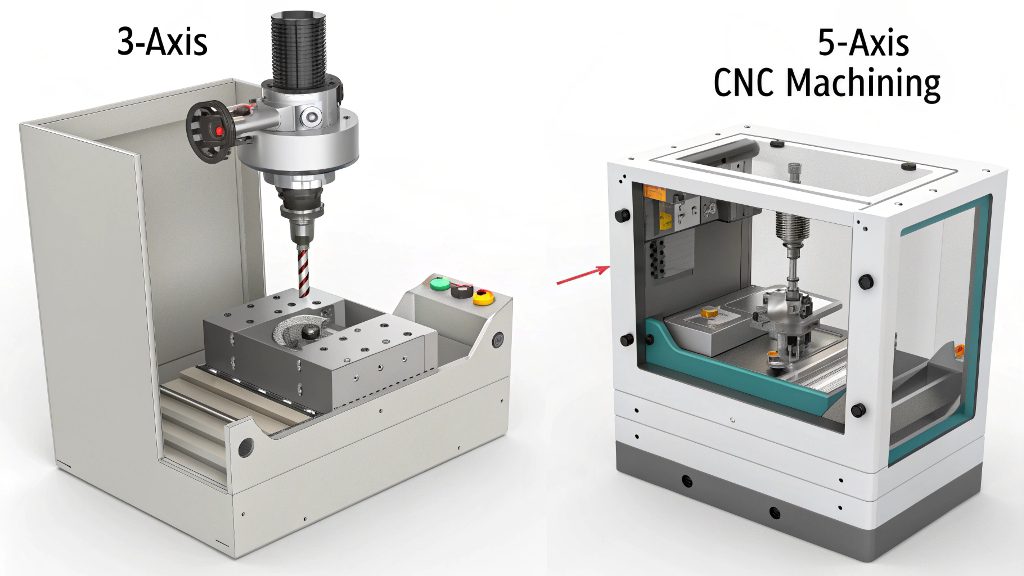 3-Axis and 5-Axis Movement Diagram diagram showing 3-axis and 5-axis movements