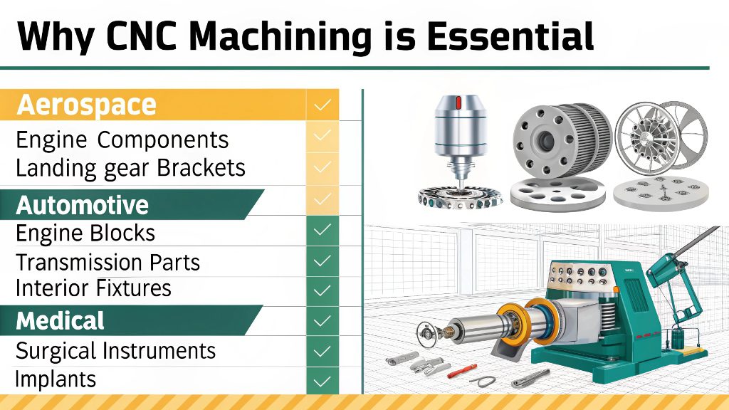 Industries Using CNC Machining A CNC machine working on a complex metal part