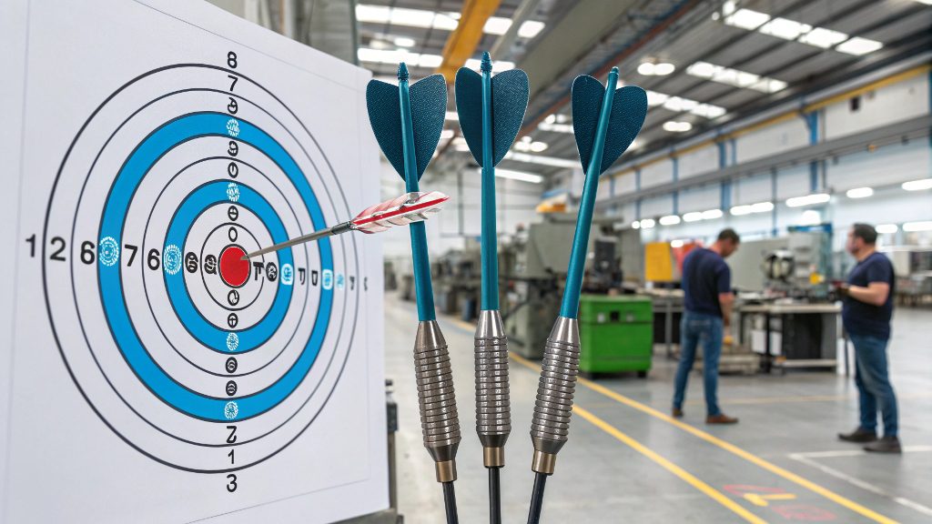 A CAD model on a computer screen displayed next to the physically finished wire EDM part