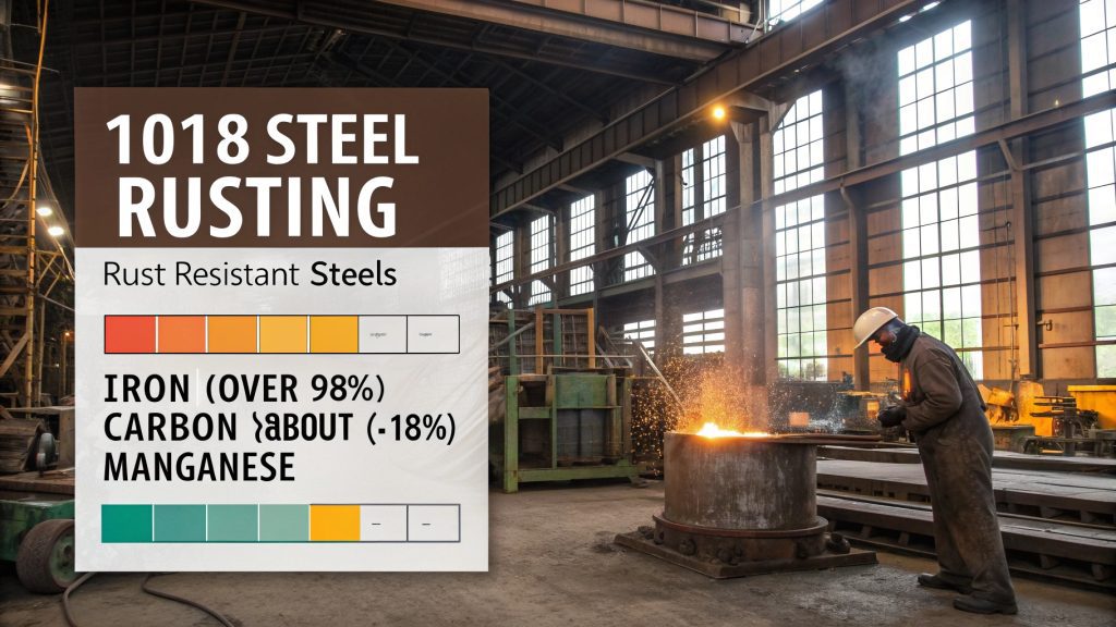 A side-by-side comparison showing a rusty 1018 steel part next to a pristine one.