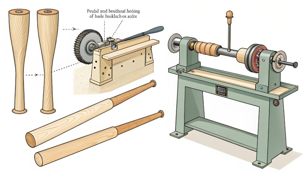 a long wooden spindle and a wide wooden bowl side-by-side