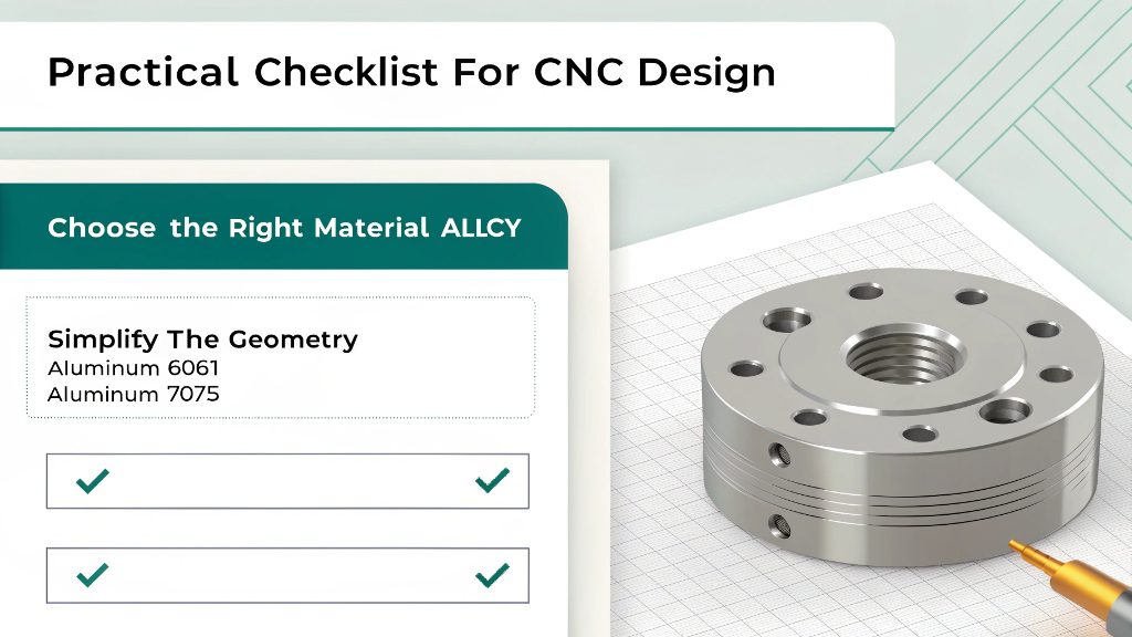 Quality CNC Part Inspection A person inspecting a finished CNC part with calipers