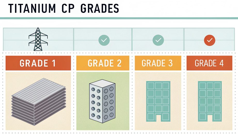 Titanium Grading System A technical drawing showing material specifications for a titanium part.