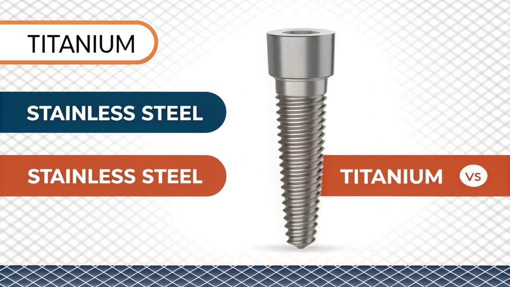 A side-by-side comparison of a corroded steel part and a pristine titanium part.