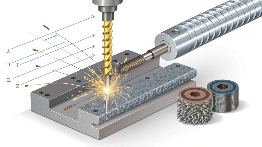 A collection of different metal parts made with Wire EDM, showing various finishes and complexities