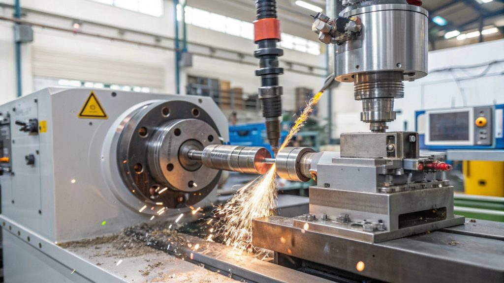 Metal Used in CNC Machines The heavy cast iron frame of an industrial CNC machine