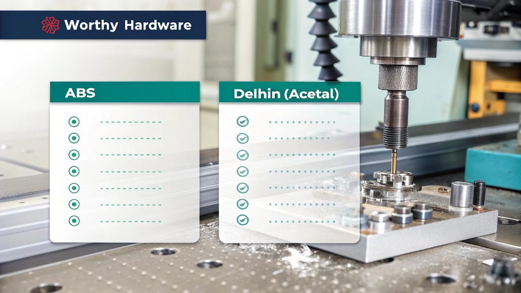 A variety of CNC machined plastic parts in different colors and materials