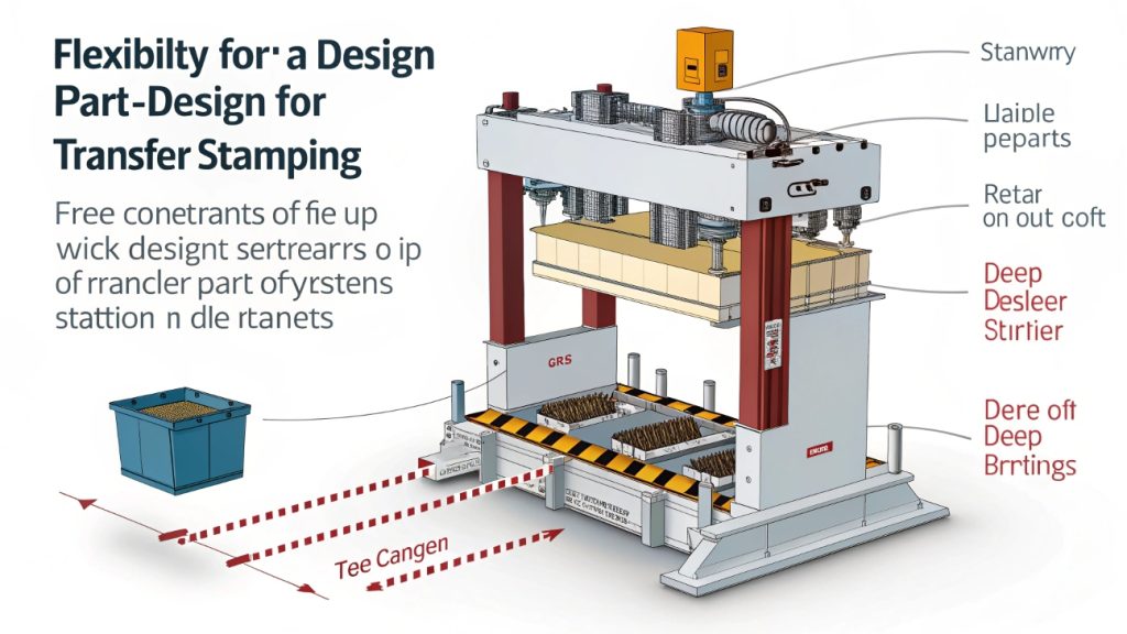 A robotic arm moving a metal part between die stations