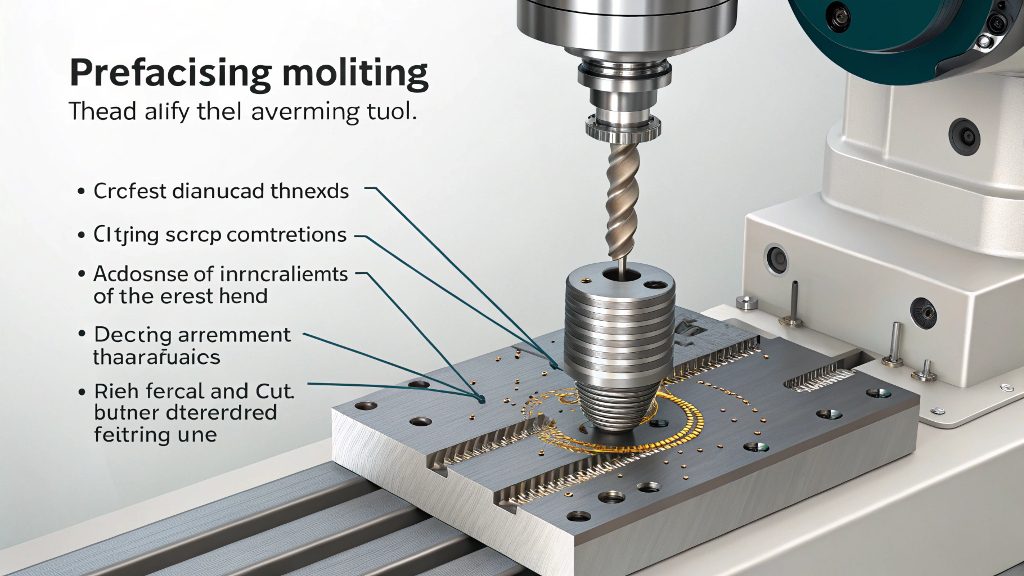 CNC Thread Milling in Action A CNC machine performing thread milling inside a metal block.