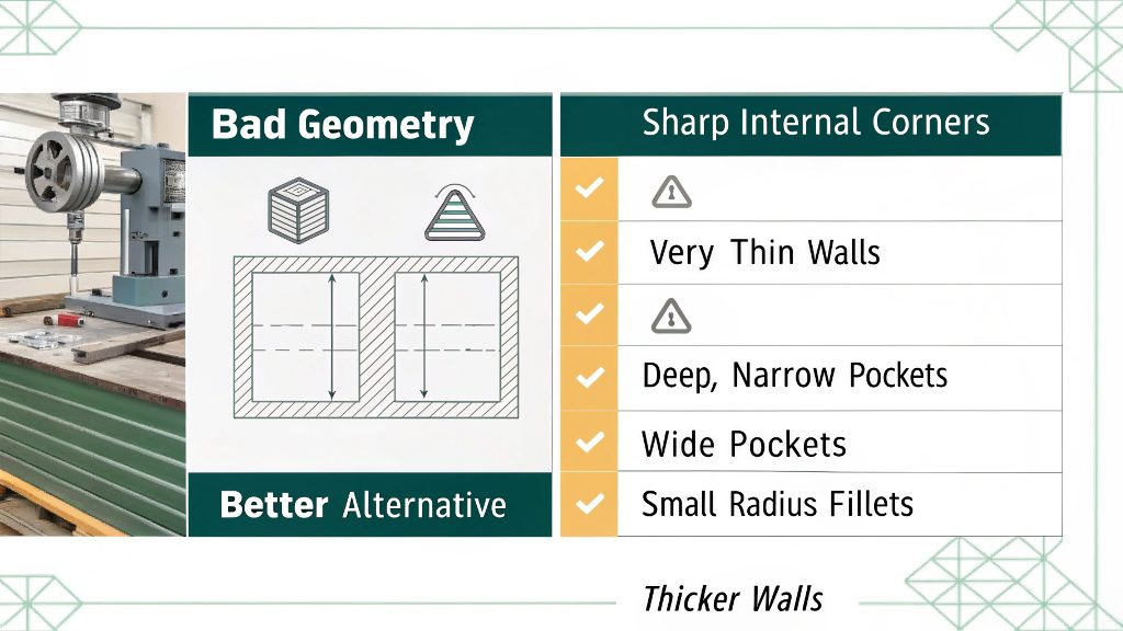 Design for Manufacturability Diagram showing good vs bad design for manufacturability
