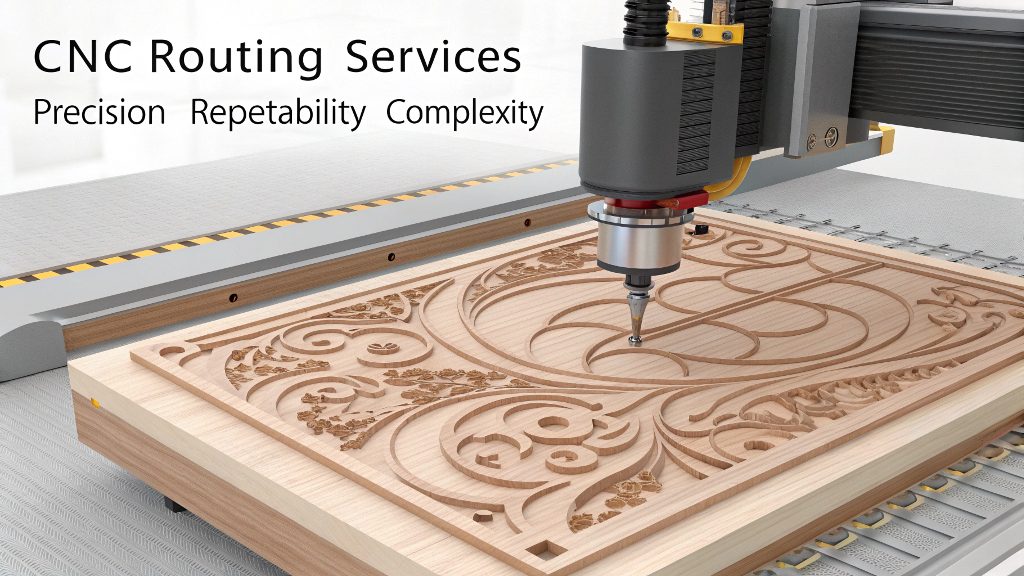 A CNC router cutting a piece of wood