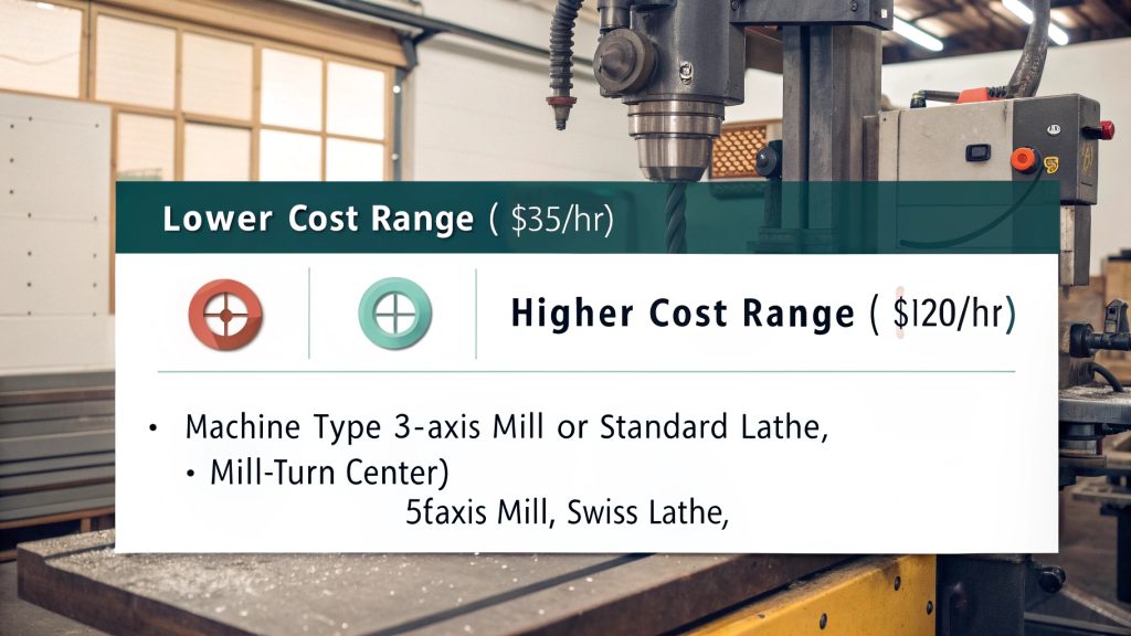 CNC Machining Cost Per Hour A graph showing the price range for CNC machining per hour in different regions.