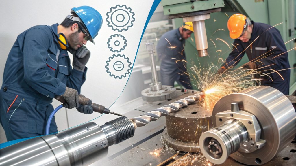 CNC machine working on a high carbon steel block
