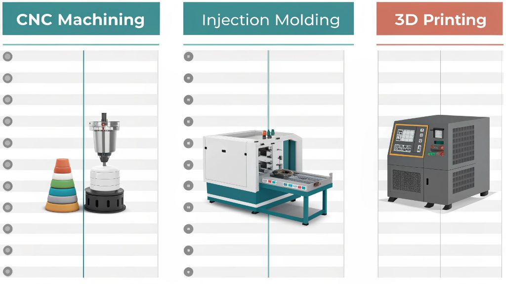 A collection of CNC machined parts showing different volumes