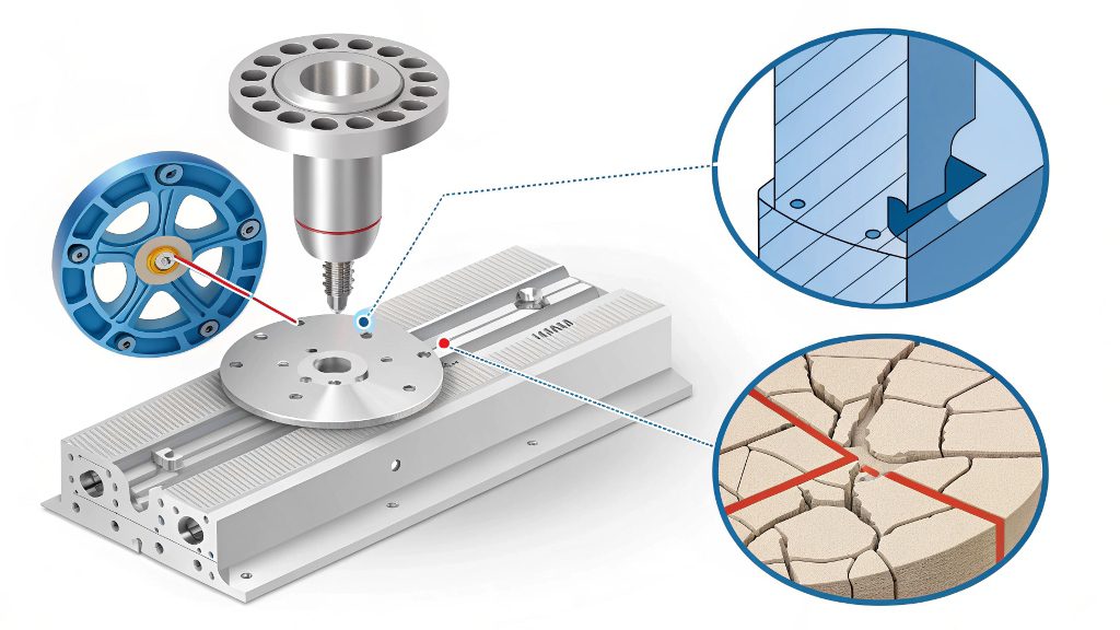 Cracked anodized surface A cracked anodized aluminum surface under magnification