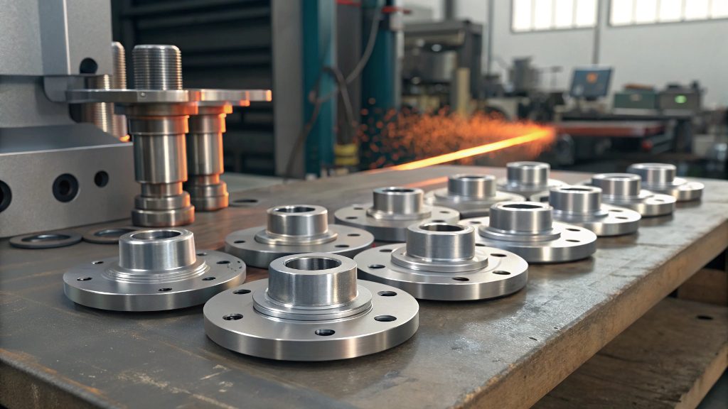 A collection of CNC machined parts ready for heat treatment