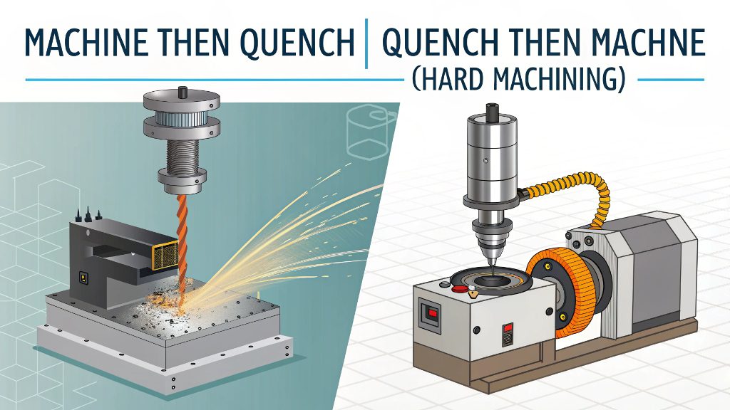 Quenching in the Manufacturing Process A flowchart showing where quenching fits in the CNC manufacturing workflow