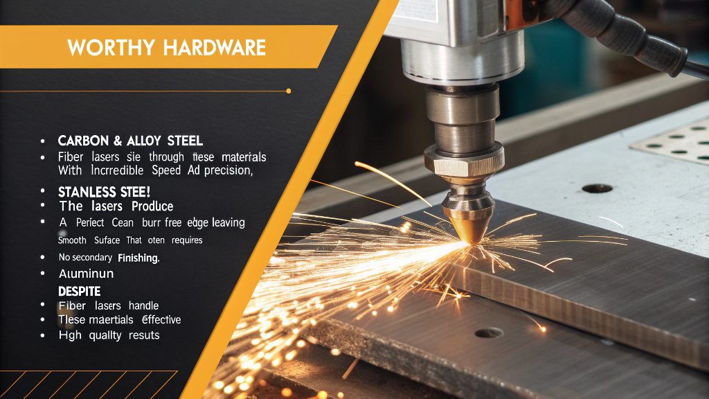 A close-up of a fiber laser cutting intricate designs in a steel plate