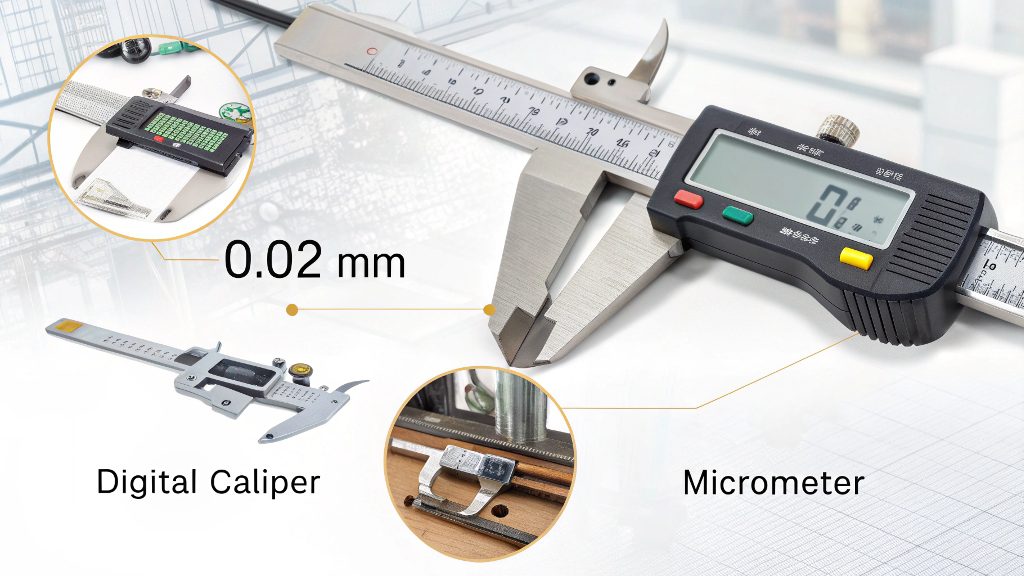 Precision Measurement Tools for Machining A Coordinate Measuring Machine (CMM) probe inspecting a complex metal part.