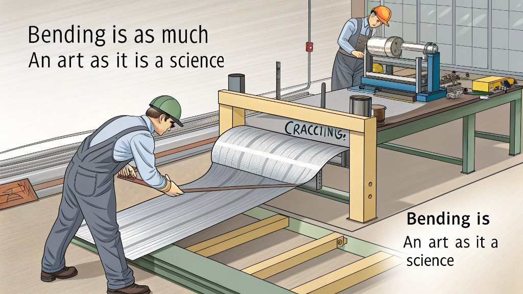 An illustration showing various metal stamping defects like burrs, cracks, and warping.