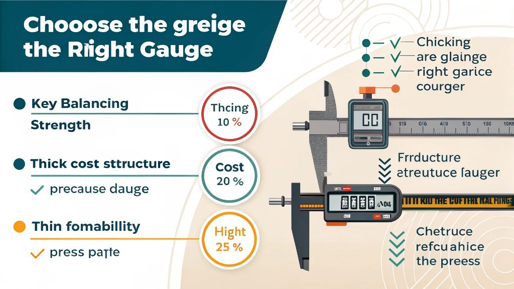 A person using calipers to measure the thickness of a metal stamping part.