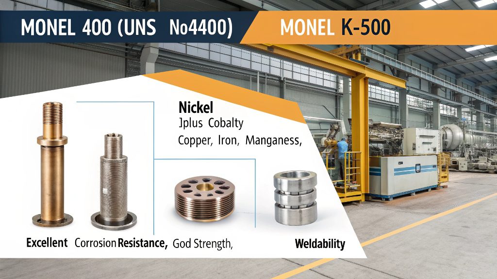An engineering drawing of a Monel part with material specifications called out.