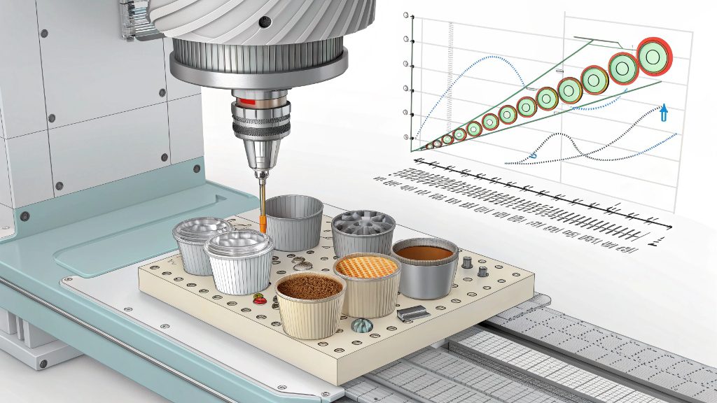 A perfectly flat stamped metal part next to a warped one.