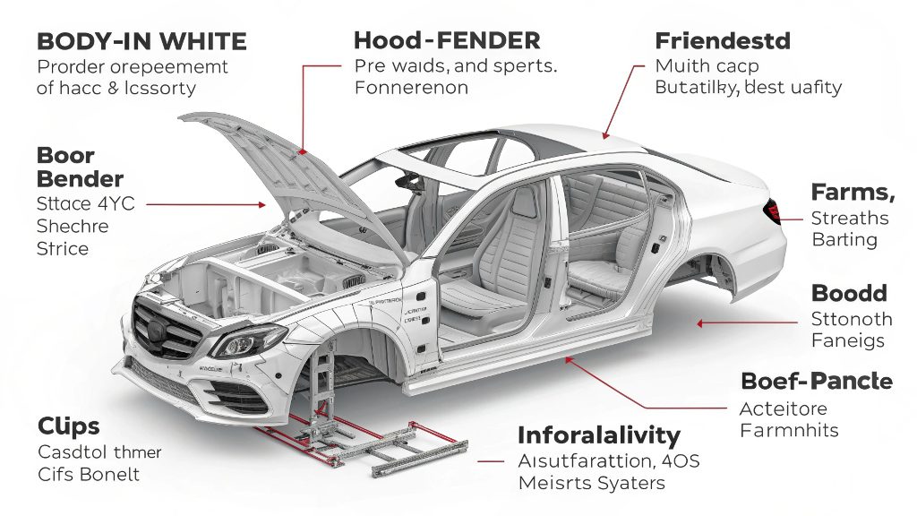 Various Automotive Stamped Components A collection of various stamped metal parts for the automotive industry